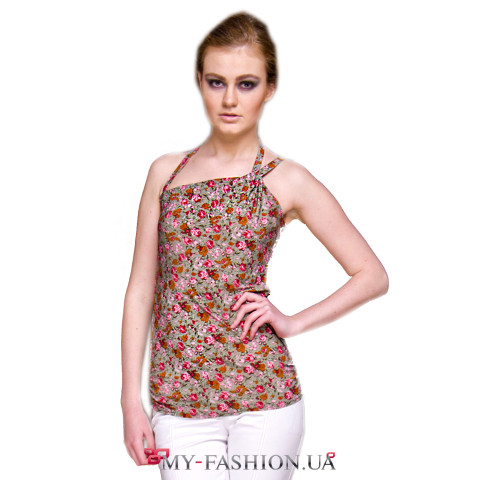 Трикотажный топ с цветочным принтом