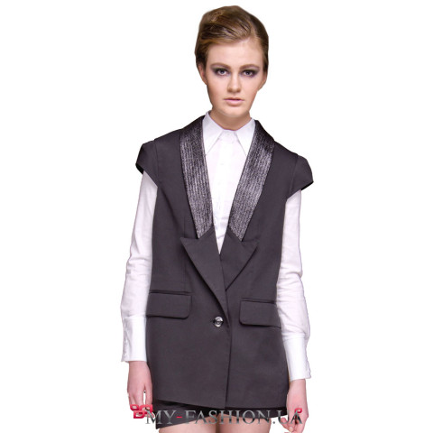 Пиджак без рукавов из костюмной ткани