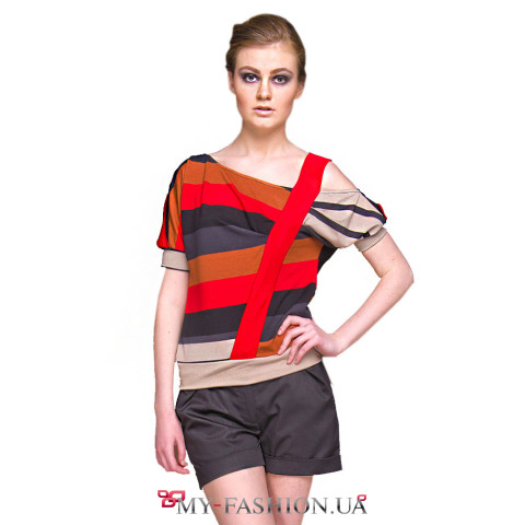 Летние коричневые шорты с карманами