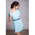 Короткое платье-рубашка из голубого штапеля