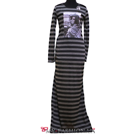 Трикотажное макси платье с принтом Трикотажное макси платье с принтом