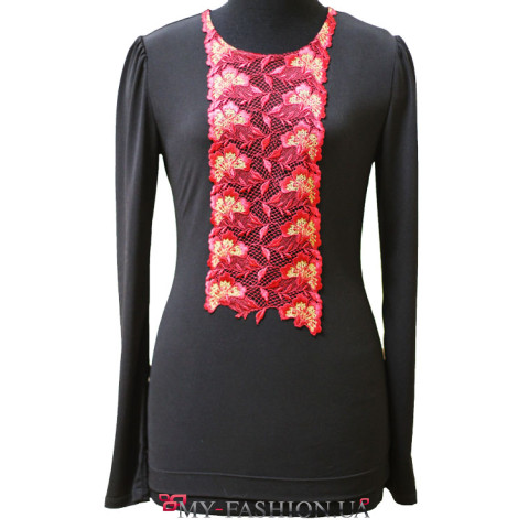 Кофта трикотажная с кружевом