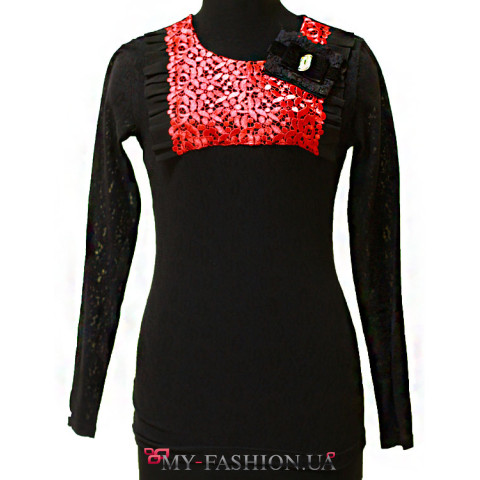 Чёрная кофта из английского гипюра Чёрная кофта из английского гипюра