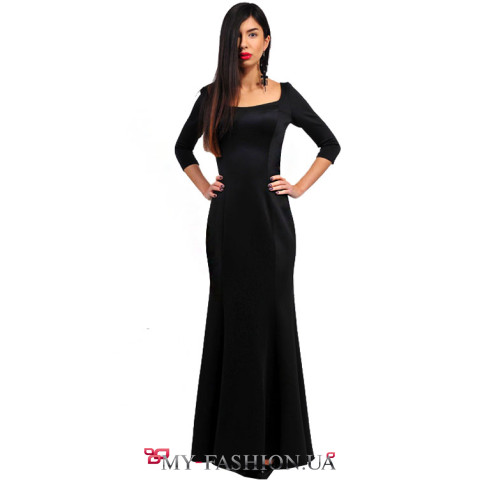 Элегантное чёрное платье максимальной длины