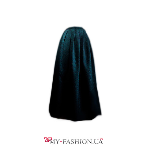 Пышная юбка зелёного цвета с мелким узором