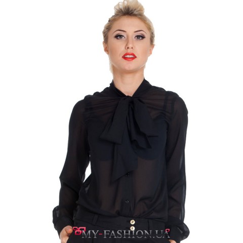 Блуза черная искуственный шелк