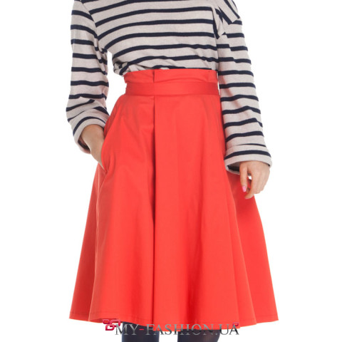 Юбка красная миди длинны