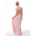 Длинный розовый сарафан с открытой спиной