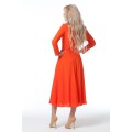 Оранжевое платье с пышной юбкой и длинным рукавом