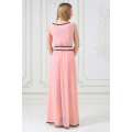 Длинное шифоновое платье персикового цвета