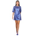 Синее платье из перфорированной искусственной кожи