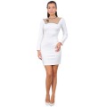 Белое платье-футляр с прозрачной вставкой