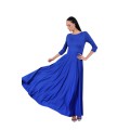 Длинное синее платье с пуговицами на спинке