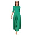 Длинное зелёное платье с пуговицами на спинке