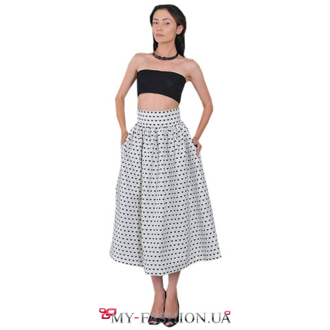 Пышная юбка серого цвета с сердечками