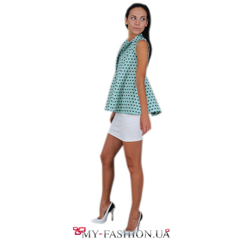 Мятный жакет А-образного силуэта