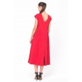 Красное шерстяное платье с расклешённой юбкой