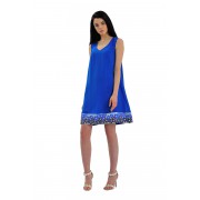 Короткое синее платье А-образного силуэта