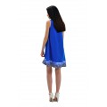 Короткое синее платье А-образного силуэта