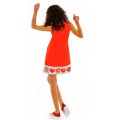 Красное платье-сарафан трапециевидного силуэта