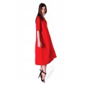 Красное платье-миди А-образного силуэта