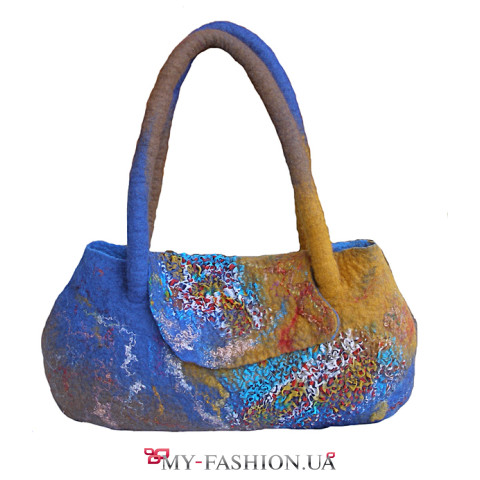 Сумка водная рябь выполнена в технике мокрого валяния
