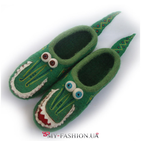 Тапочки "Злой и добрый крокодил" - валяные тапки