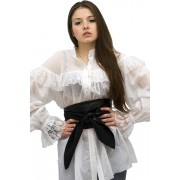 Блузка белая с рюшами и кружевом