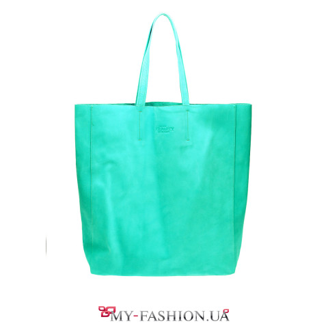 Кожаная сумка ярко-голубого цвета