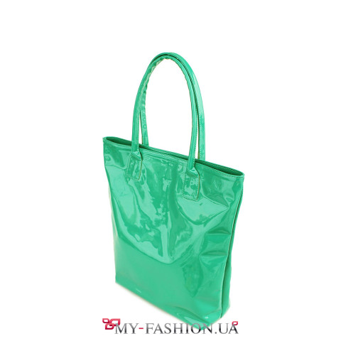 Лаковая женская сумка изумрудного цвета
