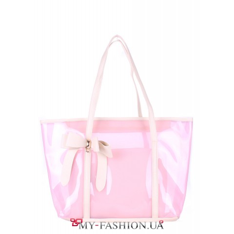 Стильная вместительная сумка розового цвета