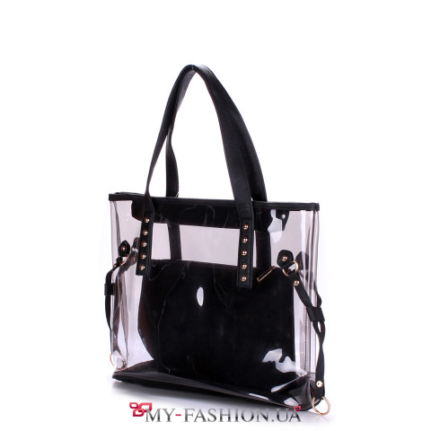 Стильная вместительная сумка чёрного цвета