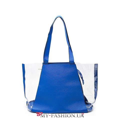 Прозрачная сумка с синими вставками