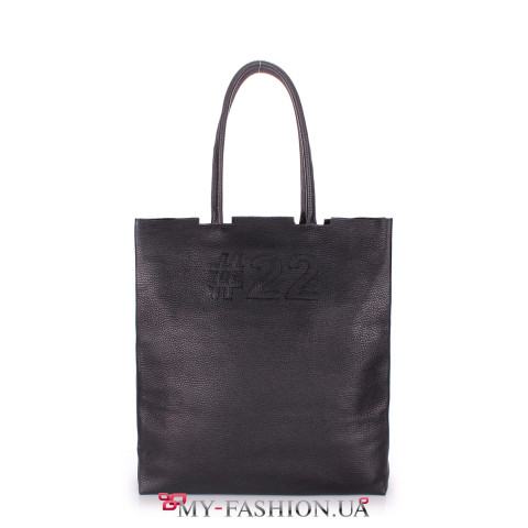 Универсальная чёрная сумка из натуральной кожи