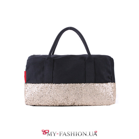 Вместительная молодёжная сумка со светлыми пайетками