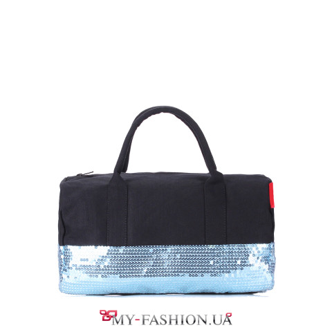 Оригинальная молодёжная сумка с голубыми пайетками