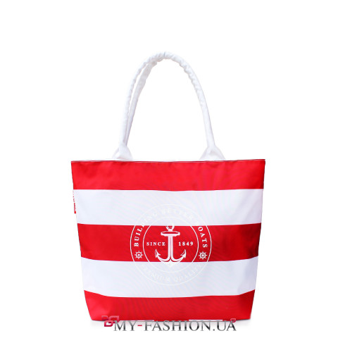 Полосатая красная сумка с якорем