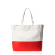 Вместительная красно-белая кожаная сумка