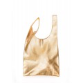 Золотая сумка-мешок из телячьей кожи