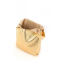 Золотая сумка-мешок из телячьей кожи