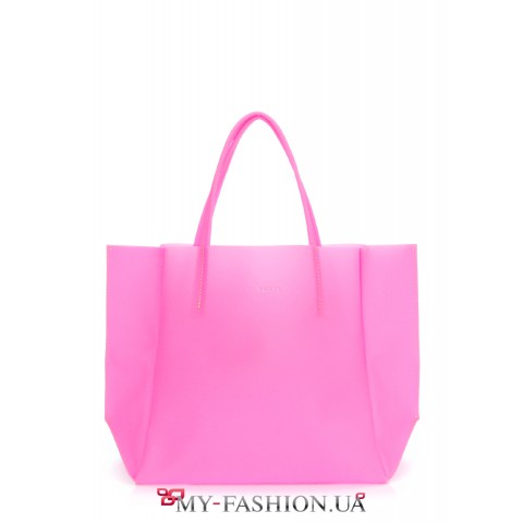 Молодёжная прозрачная сумка ярко-розового цвета