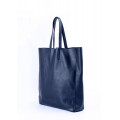 Синяя сумка из натуральной кожи без подкладки