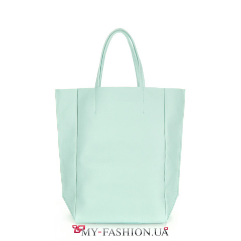 Кожаная сумка нежного салатового цвета