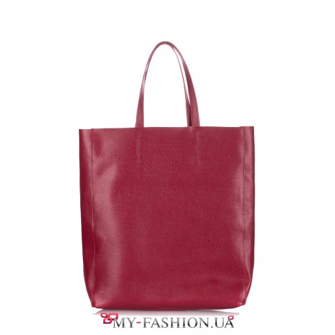 Кожаная сумка насыщенного красного цвета