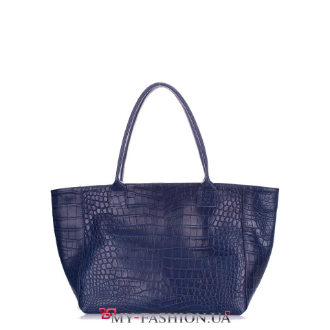 Женская кожаная сумка синего цвета