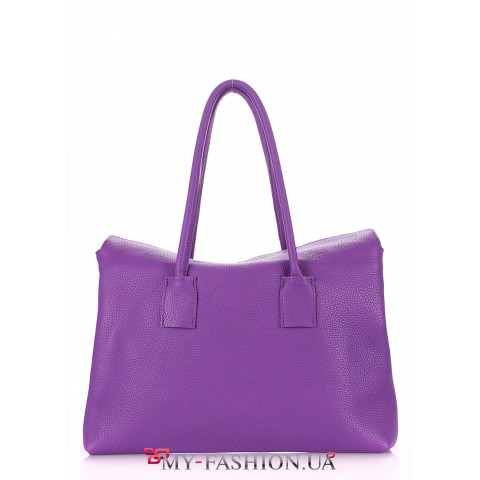 Ярко-фиолетовая кожаная сумка на одно отделение