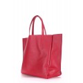 Кожаная сумка классического кроя красного цвета