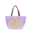 Сиреневая молодёжная сумка с сердечком из пайеток