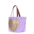 Сиреневая молодёжная сумка с сердечком из пайеток