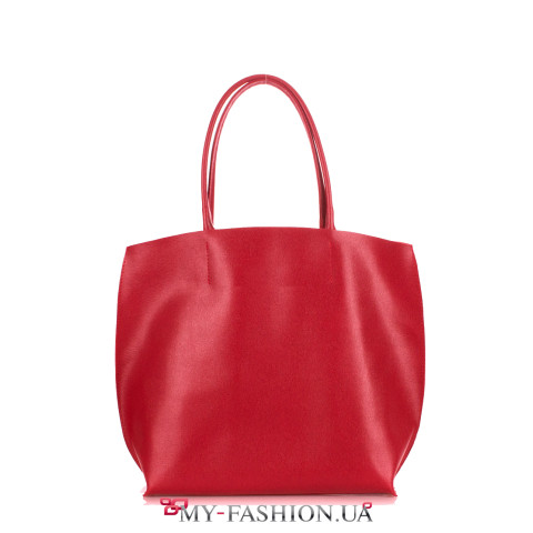 Ярко-красная кожаная сумка с ручками